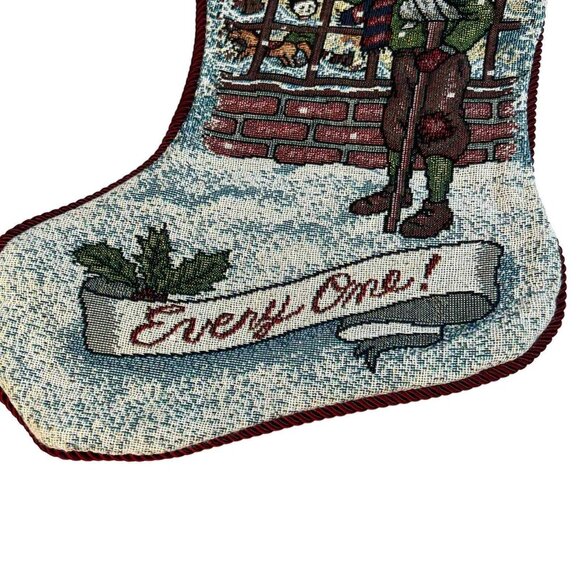 Vintage Christmas Stocking God Bless Us Every One Tiny Tim Ebenezer Scrooge - Picture 3 of 8